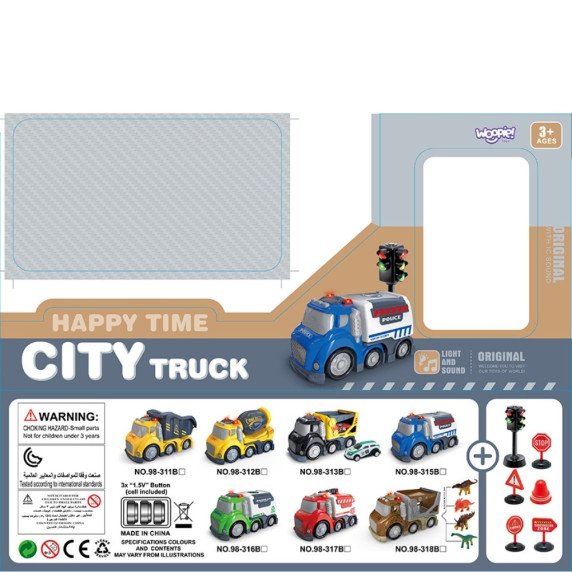 WOOPIE CITY TRUCK Šiukšlių konteinerio automobilis su garso ir šviesos efektais