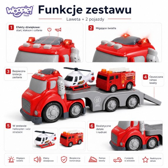 WOOPIE Raudona Priešgaisrinės Gelbėjimo Pareigybės Miesto Autobusiukas Garsų ir Šviesos Efektai