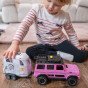 WOOPIE Rožinis Visureigis su Prikabinamu Priekaba ir Arklidės Figūra Rinkinys