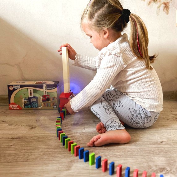 WOOPIE Elektrinis Traukinio Lokomotyvas Domino Blokams