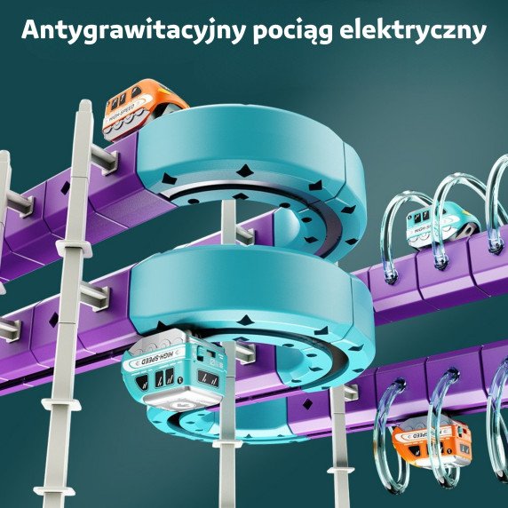 WOOPIE Magnetinis Traukinių Kelio Konstrukcijos Rinkinys su Priėjimo Efektu 38 vnt.