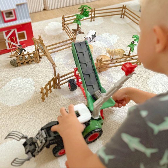 WOOPIE žemės ūkio mašinų rinkinys Traktoriaus ūkis Mini ūkio gyvenvietė Fermeriai Mastelis: 1:24