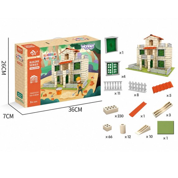 WOOPIE DIY plytelių vila konstrukcijos rinkinys 352 vnt. vaikams