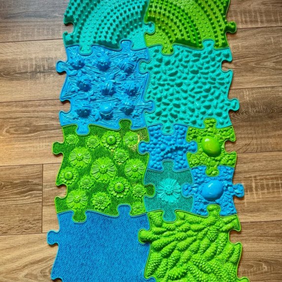 WOOPIE Jutiklinis Kilimėlis Ortopedinis Puzzle 11 Dalys - Mėlyna/Žalia
