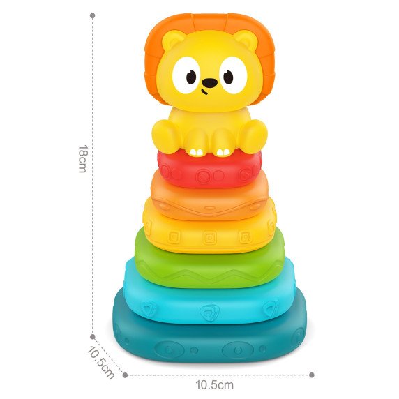 WOOPIE BABY Sensorinis piramidės bokštas PUZZLE Lion 6 mėn. ir vyresniems