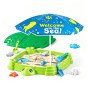 WOOPIE 2-in-1 Smėlio dėžė žaliame nykštuku su spalvingu skėčiu