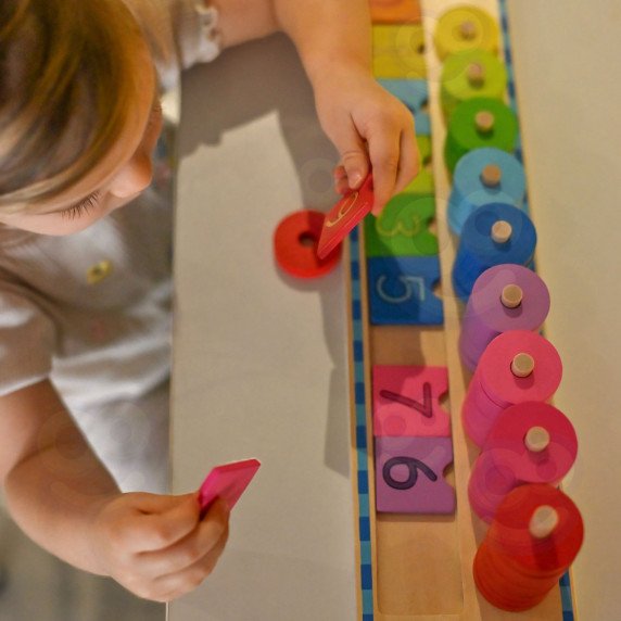 WOOPIE GREEN Montessori skaičiavimo ir spalvų mokymo dėlionė 56 vnt.