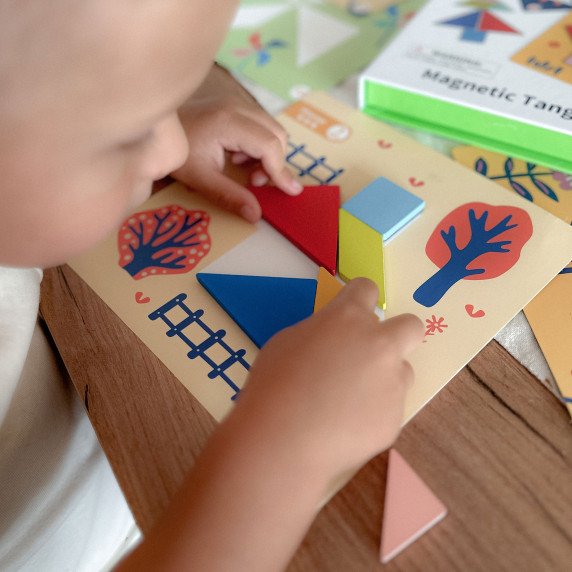 TOOKY TOY Tangram galvosūkis vaikams, mokantis figūrų formų formų 18 vnt.