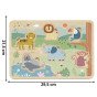 TOOKY TOY Medinis galvosūkis Montessori interaktyvus garsinis galvosūkis Laimingieji gyvūnai savanoje