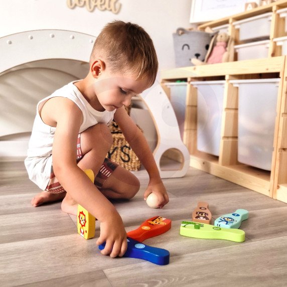 TOOKY TOY Mediniai boulingo kamuoliukai vaikams 6 vnt. + Kamuoliukas
