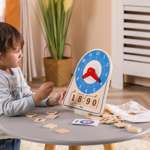 VIGA Medinis laikrodis Laiko mokymo laikrodis Montessori