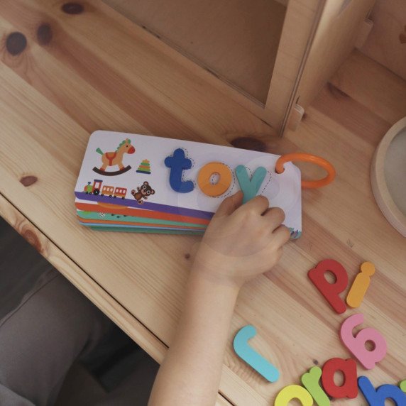 TOOKY TOY Montessori abėcėlinis galvosūkis, mokymasis raidžių, žodžių, gyvūnų, 57 vnt.