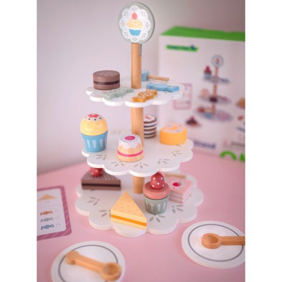 TOOKY TOY Saldainių lėkštė iš medžio stendo kupcakes pyragai
