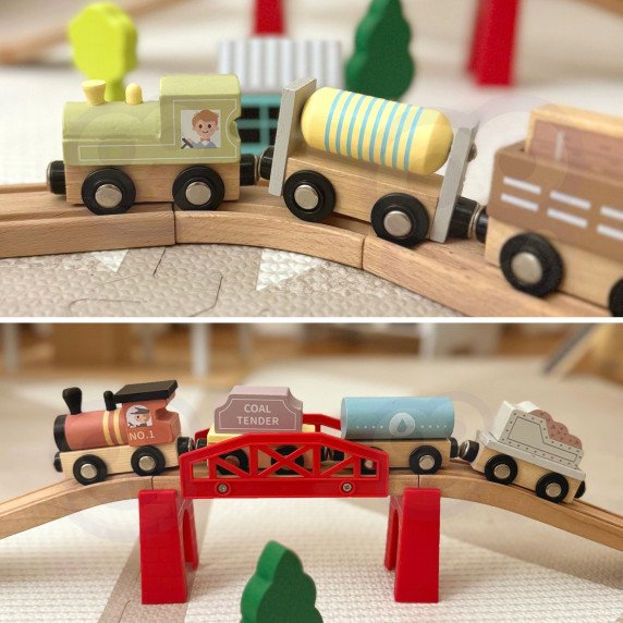 TOOKY TOY Mediniai Magnetiniai Vežimėliai