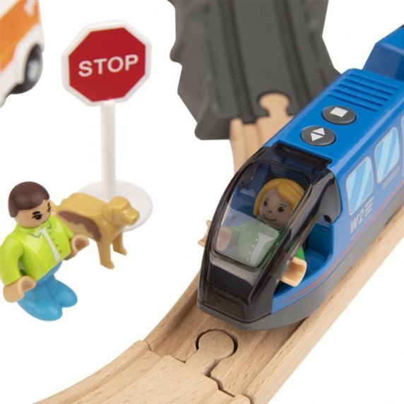Tooky Toy Medinis Elektrinis Traukinys Gaisrinės Gelbėjimo Pareigūnų Garso Efektai 70 vnt. FSC