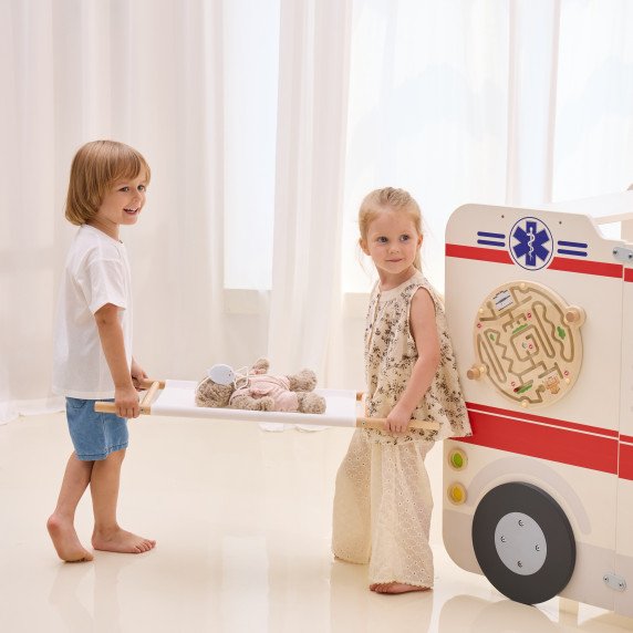 VIGA Didelis Medinis Greitosios Pagalbos Ambulanso Rinkinys Ambulansas mažiems gelbėtojams Aksesuarai 25 vnt.