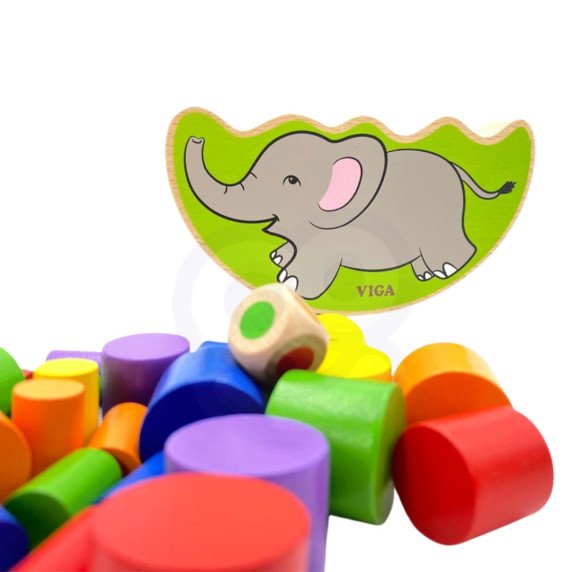 VIGA medinis balansuojantis elefantas Montessori galvosūkis