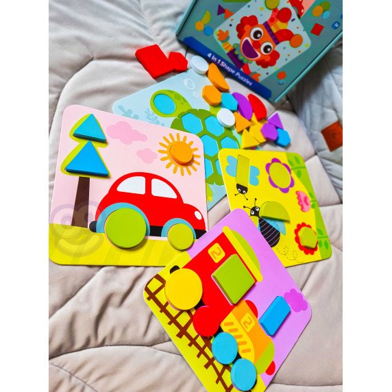 TOOKY TOY 4 in 1 Puzzle Montessori Blokų galvosūkiai