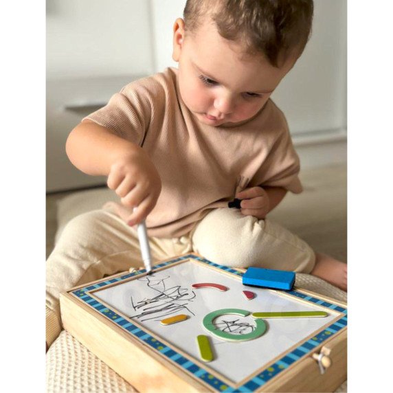 TOOKY TOY Magnetinė lenta su kreidelėmis 2 viename formų galvosūkiai 117 dalys FSC sertifikuotos