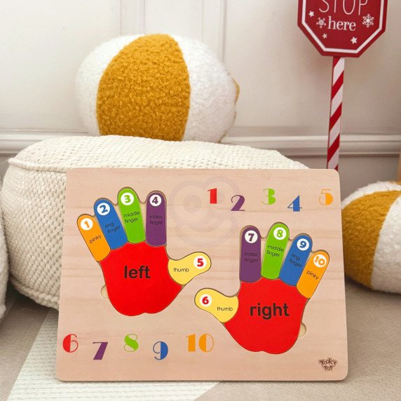 TOOKY TOY Edukacinė medinė dėlionė Rankos lavinimas, skaičiavimas ir spalvos