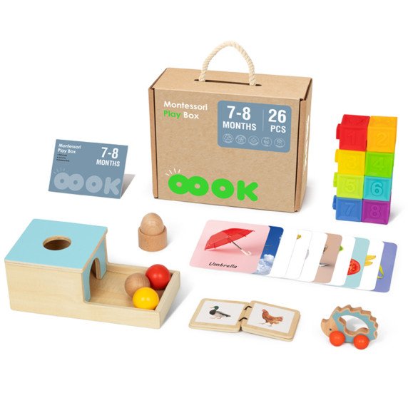 TOOKY TOY dėžutė XXL Montessori edukacinė 6in1 jutimo dėžutė 7-8 mėnesiai