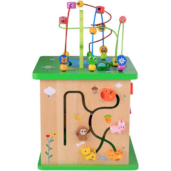 TOOKY TOY Edukacinis Kubas su Rūšiavimo Labyrintu ir Susipynusiais Gyvūnais