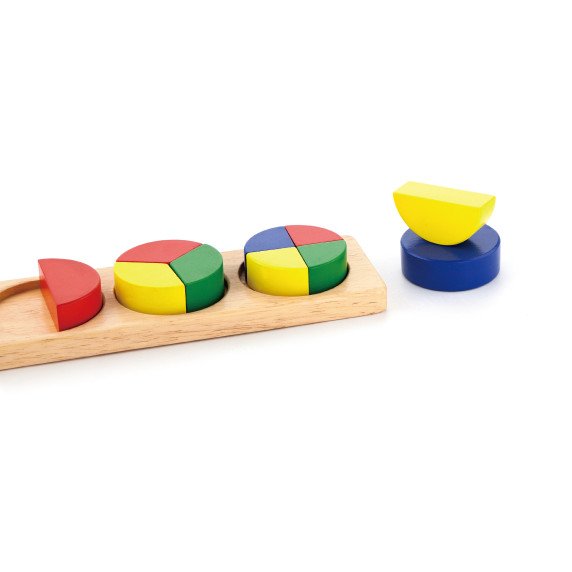 VIGA Mediniai galvosūkiai Matematinės trupmenos 10 Montesori kubeliai