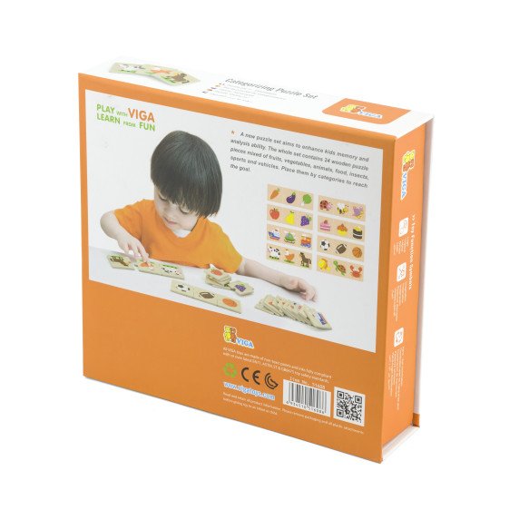 Viga Toys medinis loginis galvosūkis 24 dalių