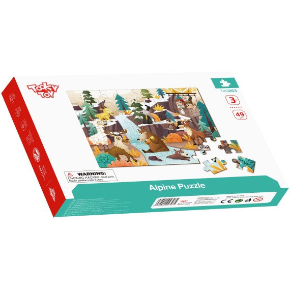 TOOKY TOY puzzle su maišeliu Alpiniški gyvūnai ir kraštovaizdis 49 d.