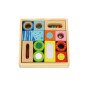 TOOKY TOY Mediniai dėžutės pojūčių blokai Daugiafunkciniai puzzle formos garsas, lietimas 12 vnt.