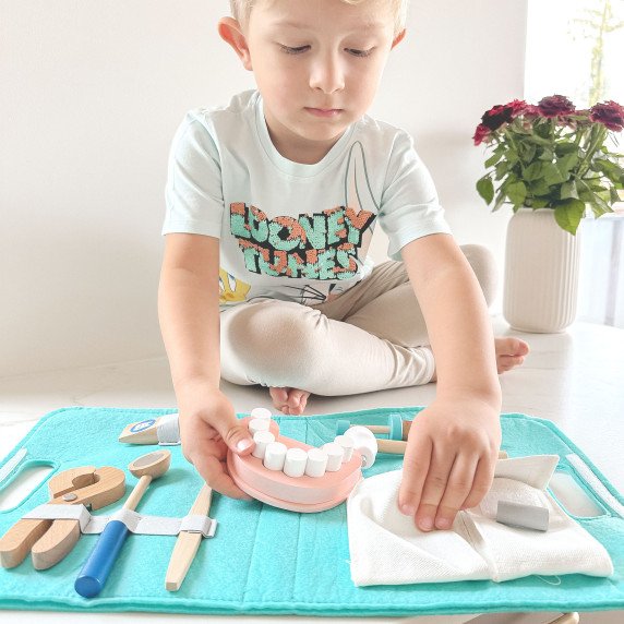 TOOKY TOY Mažas Dantų Gydytojo Rinkinys Gydytojo Lagaminas 19 vnt FSC