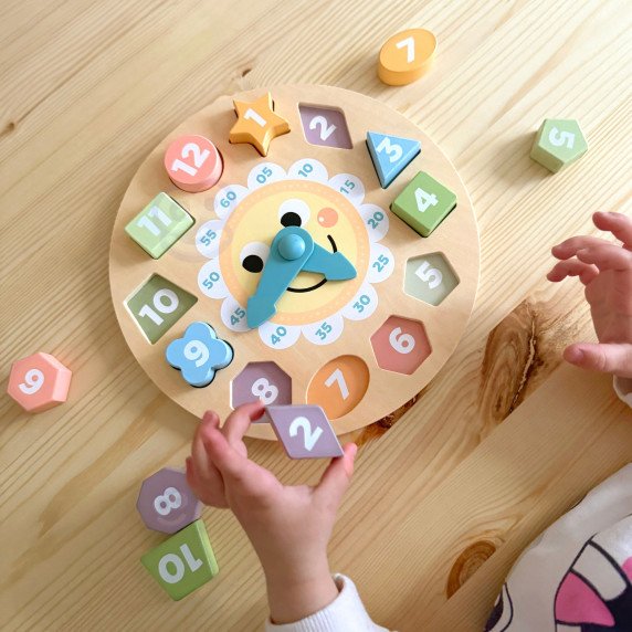 TOOKY TOY Medinis Laikrodis Švietimo Žaislas, Mokantis Laiką Formas