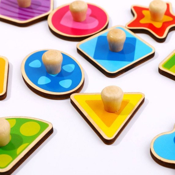 TOOKY TOY Galvosūkiai Montessori formų mokymo galvosūkiai su smeigėliais
