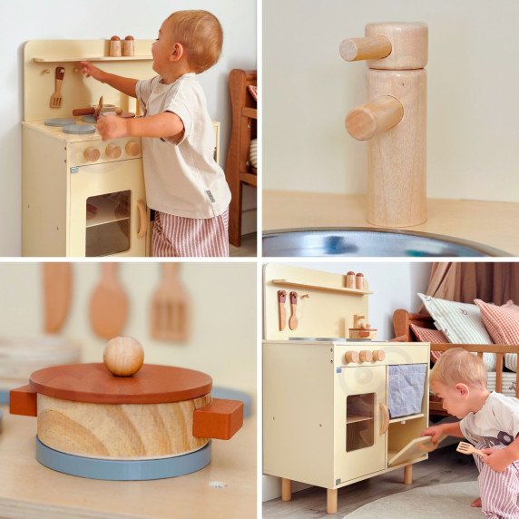 TOOKY TOY Medinis Beždžionėlių virtuvėlė su priedais