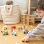 TOOKY TOY rinkinys iš medinių transporto priemonių ir eismo ženklų dėžutėje