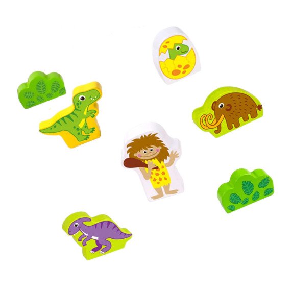TOOKY TOY Medinis Magnetinis Traukinys Su Dinozaurais + Figūromis