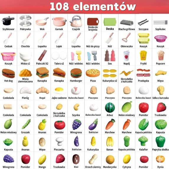 WOOPIE virtuvės priedai rinkinys Maisto gaminimo žaislas 108 vnt