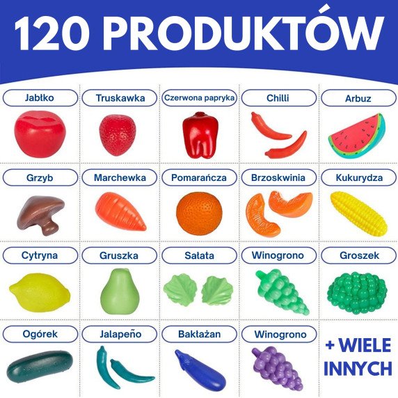 WOOPIE rinkinys virtuvės parduotuvėje Daržovės vaisiai 120 vnt.