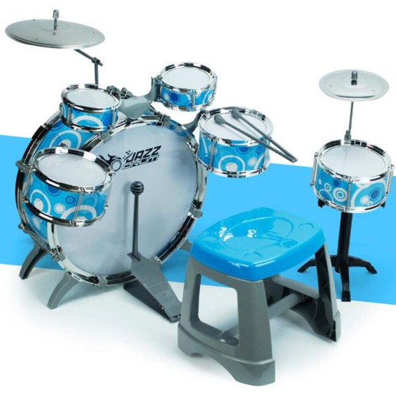 WOOPIE Edukaciniai Biubulių Instrumentai Vaikams 6 Būgnai 2 Simbalai + Kėdė