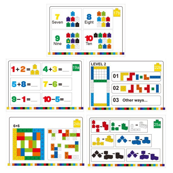 WOOPIE Matematikos galvosūkis Žaidimas Statybiniai Blokai + Raštai 148 vnt.