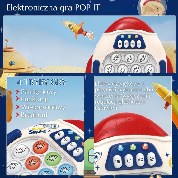 WOOPIE POP IT Elektroninis anti-streso arkadinis žaidimas raudonas