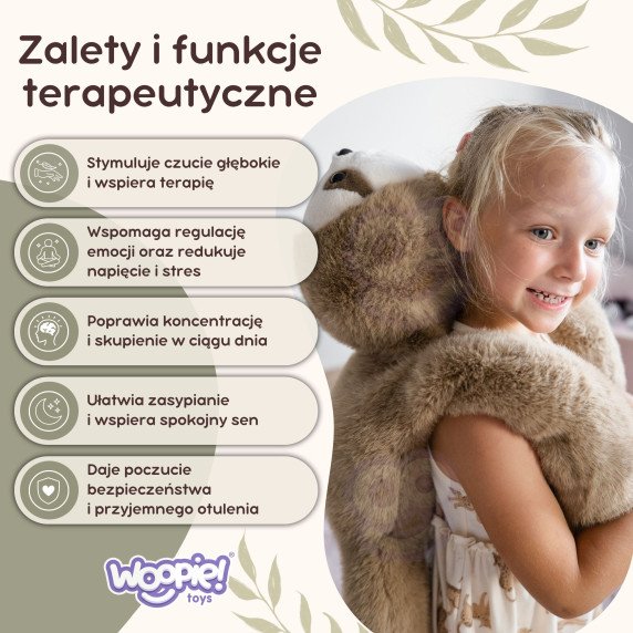 WOOPIE Minkštas Žaislas su Svorio Medžiaga Meškutis Fauluos Antistresinis Jutiminis Sunkus Meškute 65cm 1500g