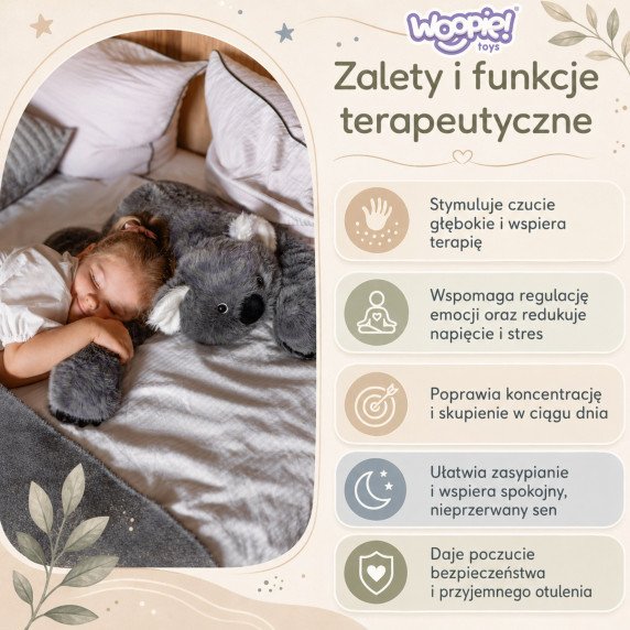 WOOPIE Koala anti-streso jutiklinis svorinis žaislas 65 cm 1500 g