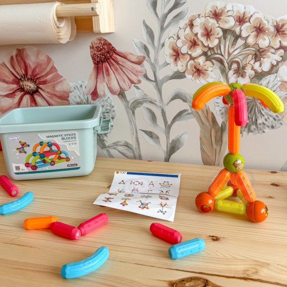 WOOPIE Magnetinės mokomosios konstruktoriaus plytelės 52 vnt.