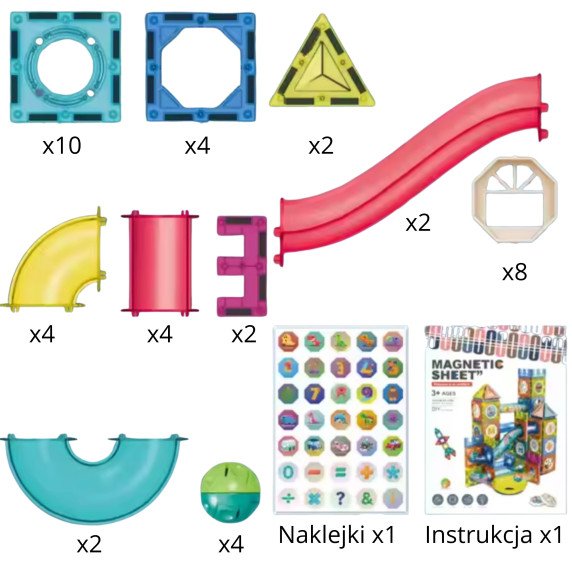 WOOPIE Magnetinės Statybinės Plytelės 3D Mokomasis Rinkinys Kamščių Takelis 42 vnt.