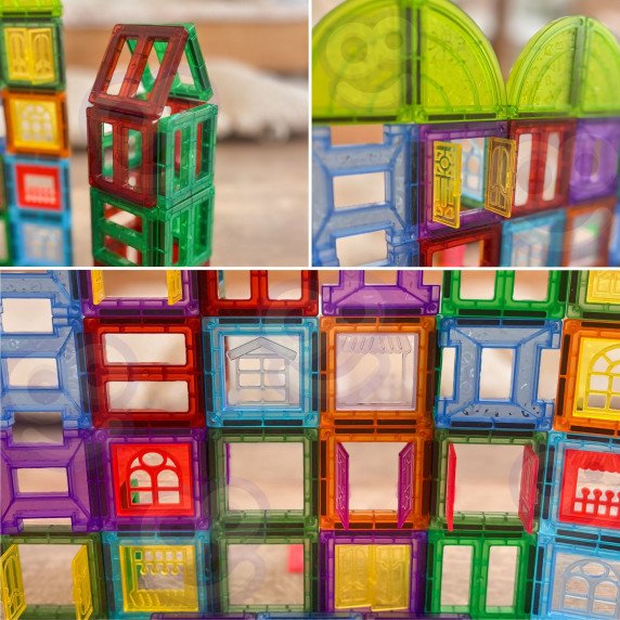 WOOPIE Magnetinės Statybinės Blokės 3D Mokomasis Rinkinys Pilis 100 vnt.