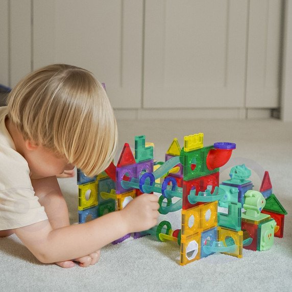 WOOPIE Magnetiniai statybiniai blokai 3D mokomas rinkinys kamuolių trasei 170 vnt.