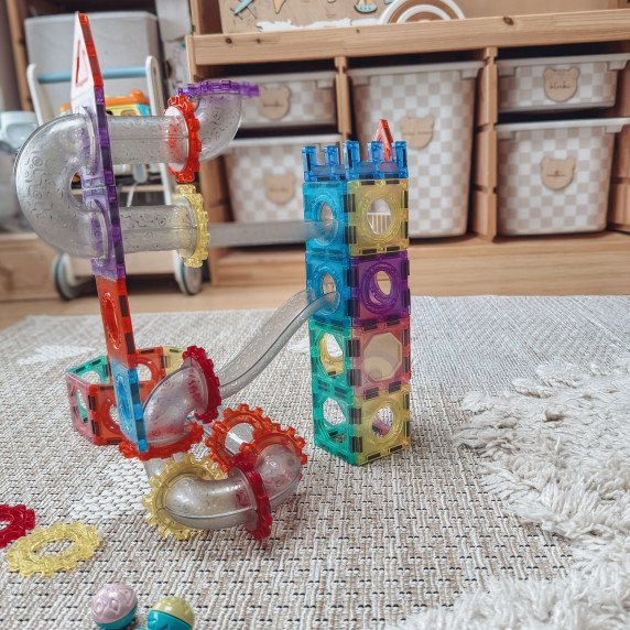 WOOPIE Magnetinės Konstrukcijų Blokėlių 3D Mokomasis Rinkinys Kambarių Traukinys 126 vnt.