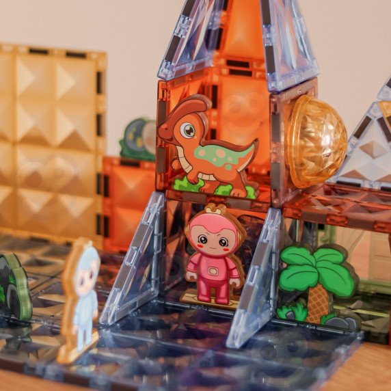 WOOPIE Magnetiniai Konstrukciniai Blokai Šviečiantis 3D Dinozaurų Parkas 124vnt.