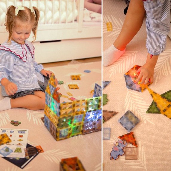 WOOPIE Magnetiniai Konstrukciniai Blokai Švieslentė 3D Gyvūnų Pasaulis 124 vnt.